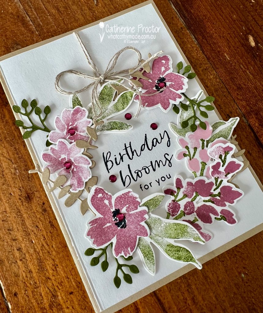 Moody Mauve Textured Floral Wreath Birthday Card - What Cathy Made