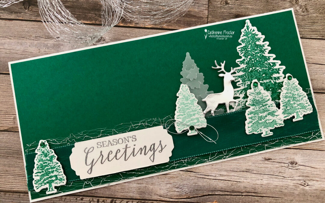 CASEing the Catty – Shaded Spruce and Silver Christmas Card