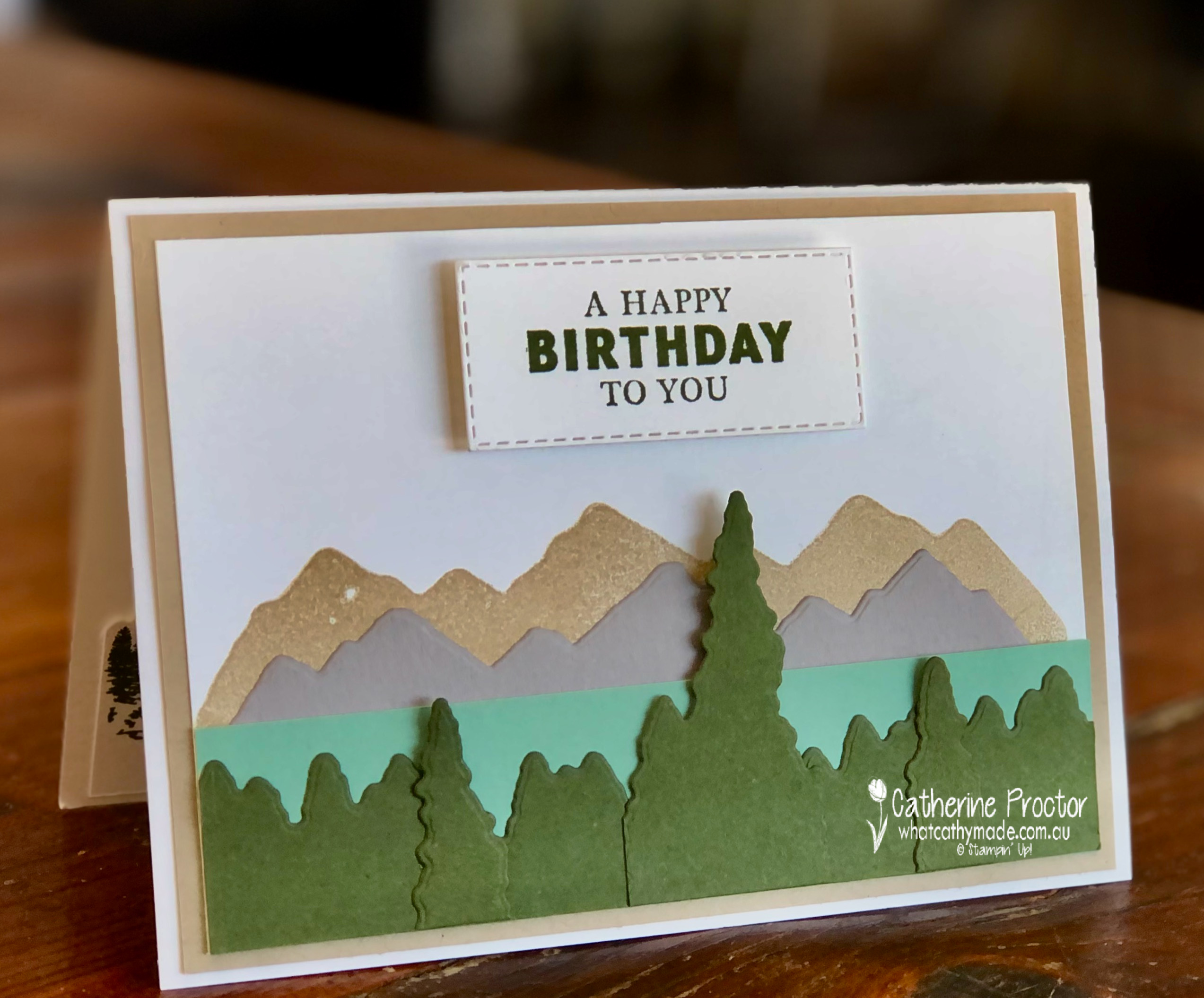 Stampin' Up! Mountain Air Masculine birthday card - What Cathy Made