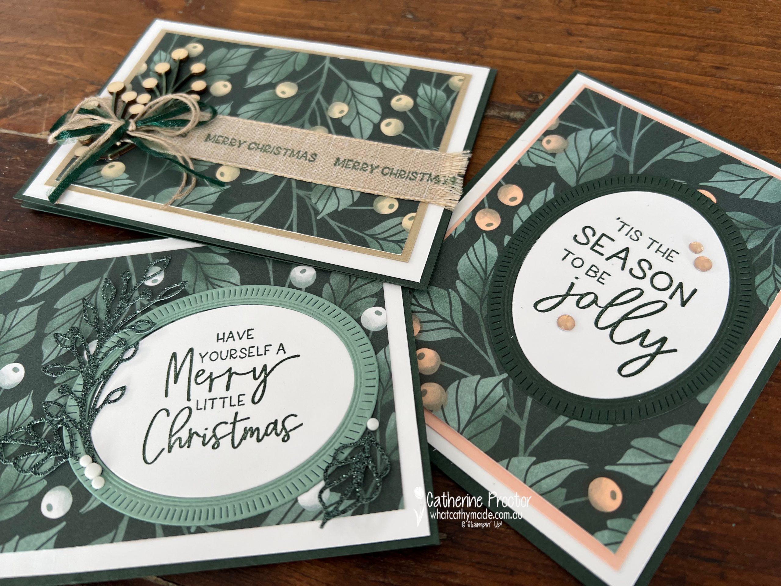 Stampin' Up! Framed and Festive Florets Christmas Cards What Cathy Made