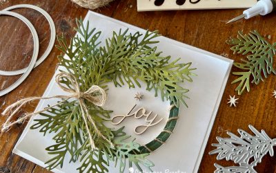 30 Day Christmas Card Making Challenge 2022 – Day 6 “Something Green” Christmas wreath card