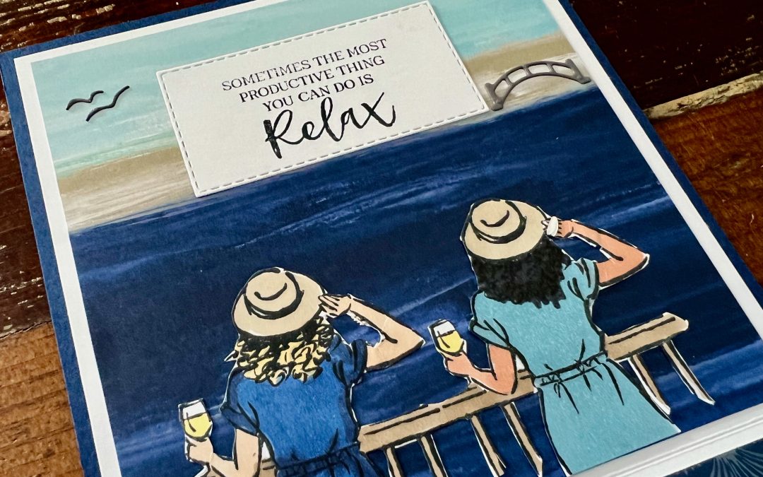 Stampin’ Up! By The Bay Double Easel Night of Navy Scene Card – Week 32 AWH Colour Creations