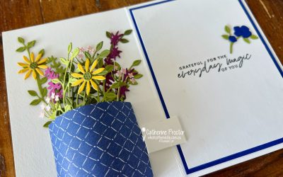 Stampin’ Up! Dainty Flowers & Alphabet A La Mode Dies Pop-up Vase 80th Birthday Card