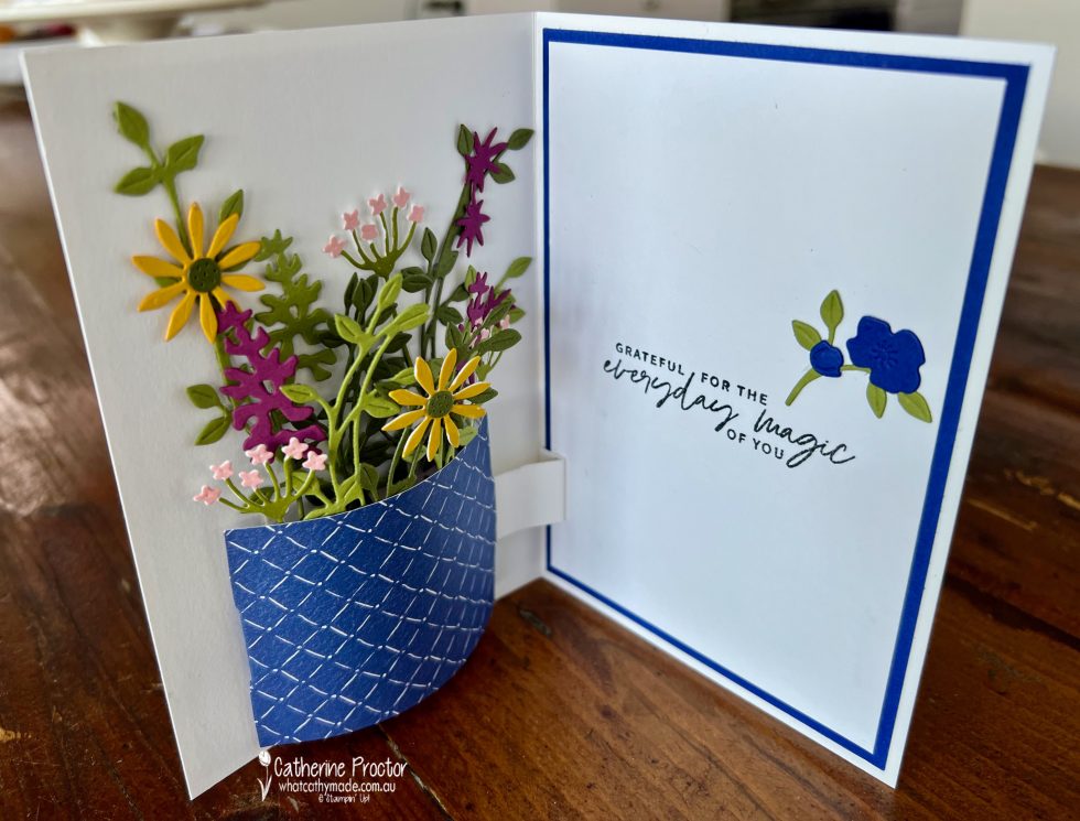 Stampin' Up! Dainty Flowers & Alphabet A La Mode Dies Popup Vase 80th