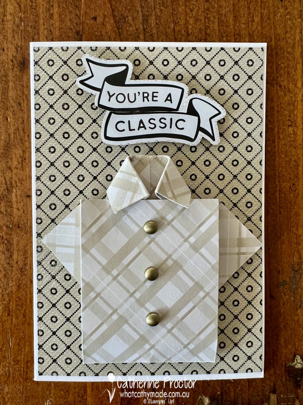 Stampin' Up! Sahara Sand Origami Men's Shirt Card What Cathy Made