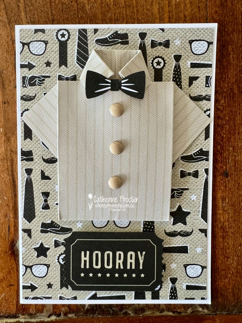 Stampin' Up! Sahara Sand Origami Men's Shirt Card What Cathy Made