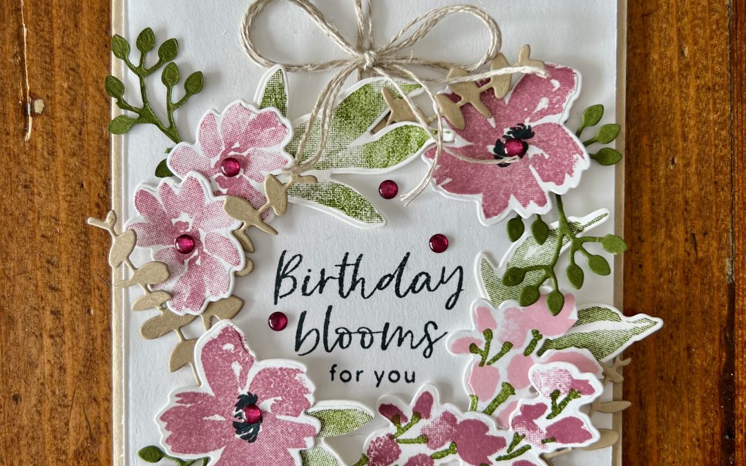 Moody Mauve Textured Floral Wreath Birthday Card