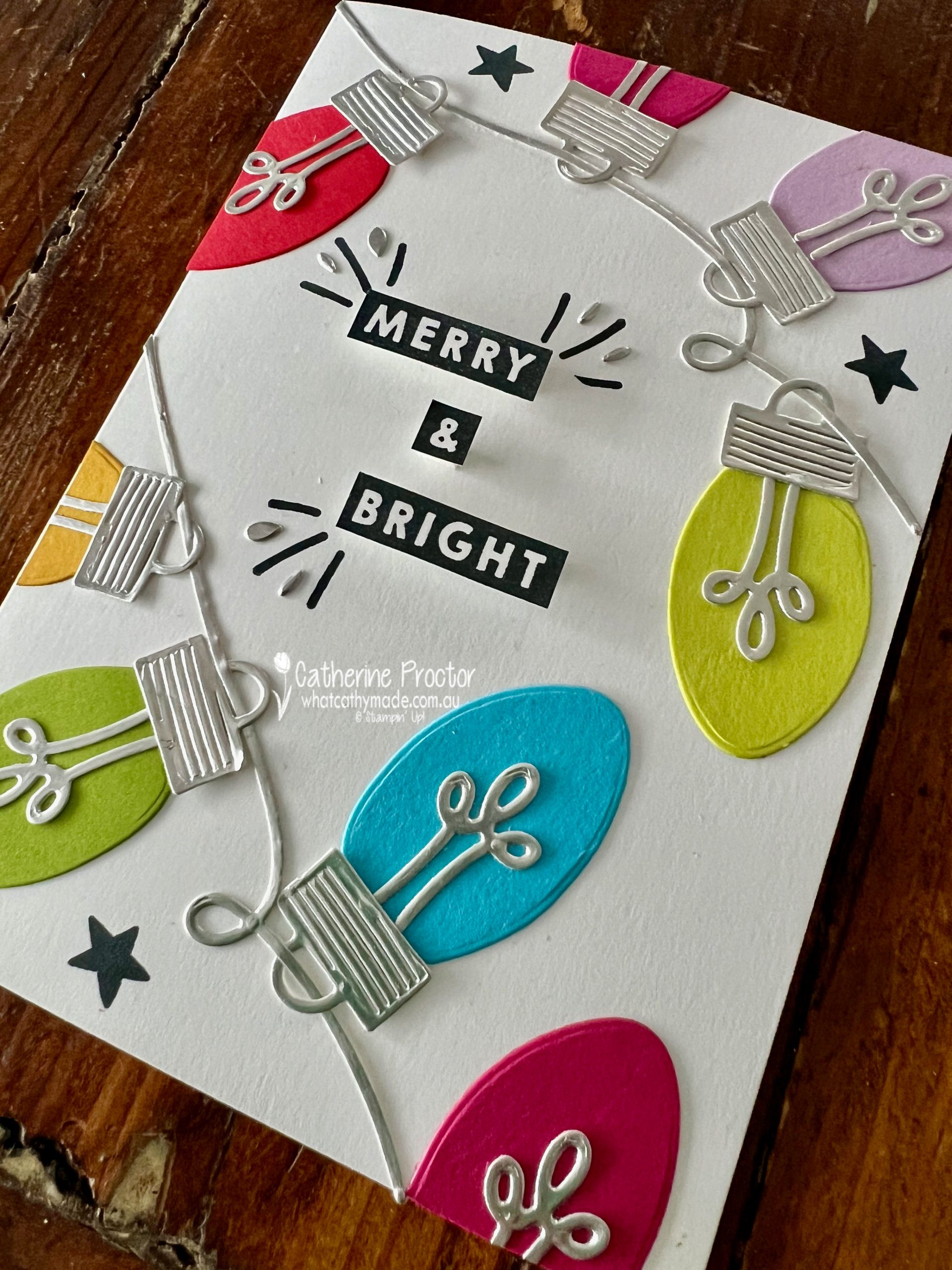 Stampin Up! Merry & Bright Christmas Card - What Cathy Made