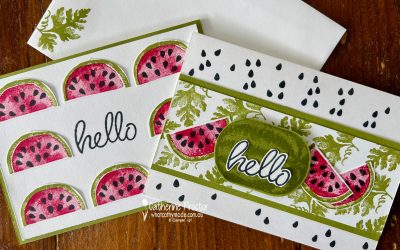 Sale-a-bration Watercolour Watermelon & Heartfelt Hello Old Olive Cards