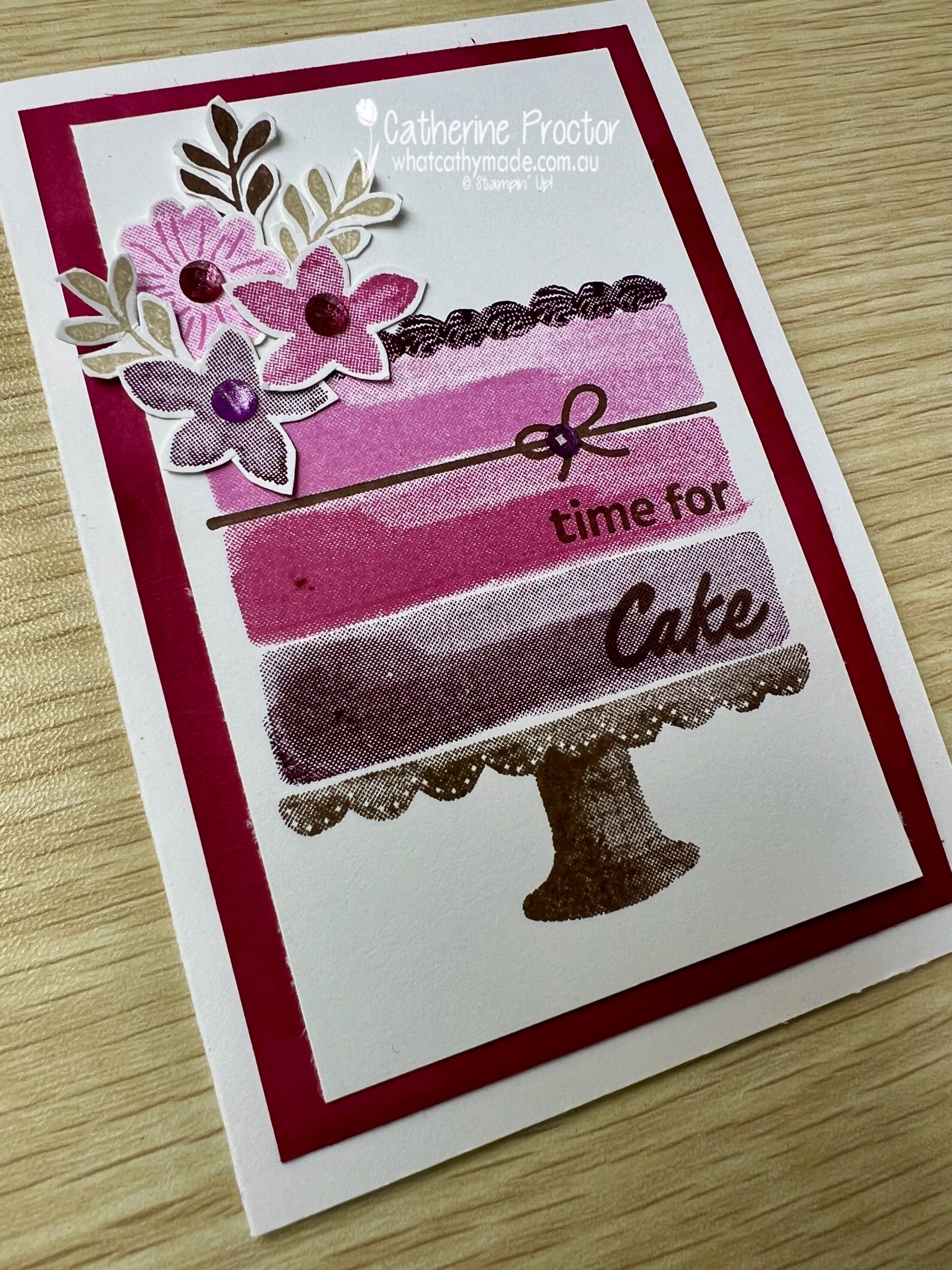 Stampin' Up! Berry Burst Cake Fancy Card - What Cathy Made