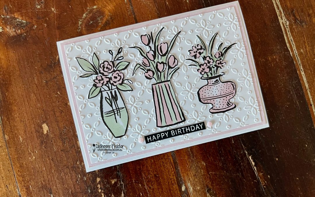 Barely Blush Artisan Sketched Garden DSP Birthday Card